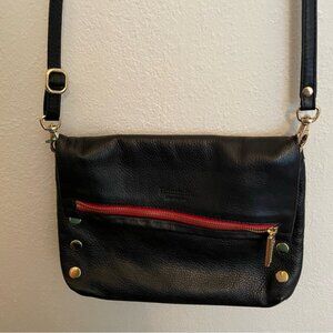Hammitt Black Crossbody Bag Gold Hardware Studded Accents Red Zipper VIP Medium